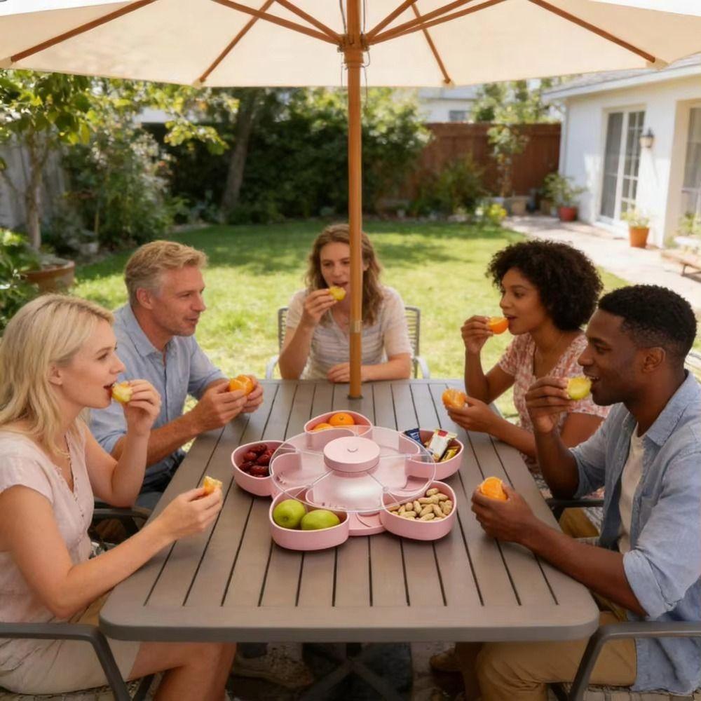 Fedeles forgó snack tálca többrekeszes forgó kialakítású édesség dió tároló Lazy Susan osztott forgó snack doboz tartály
