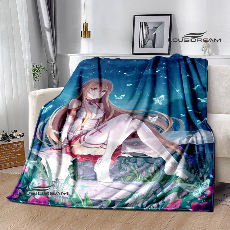 Cartoon Sword Art Online Printed Blankets Picnic Blanket Warm Flannel Blankets Home Bed Linings Blankets for Beds Birthday Gift