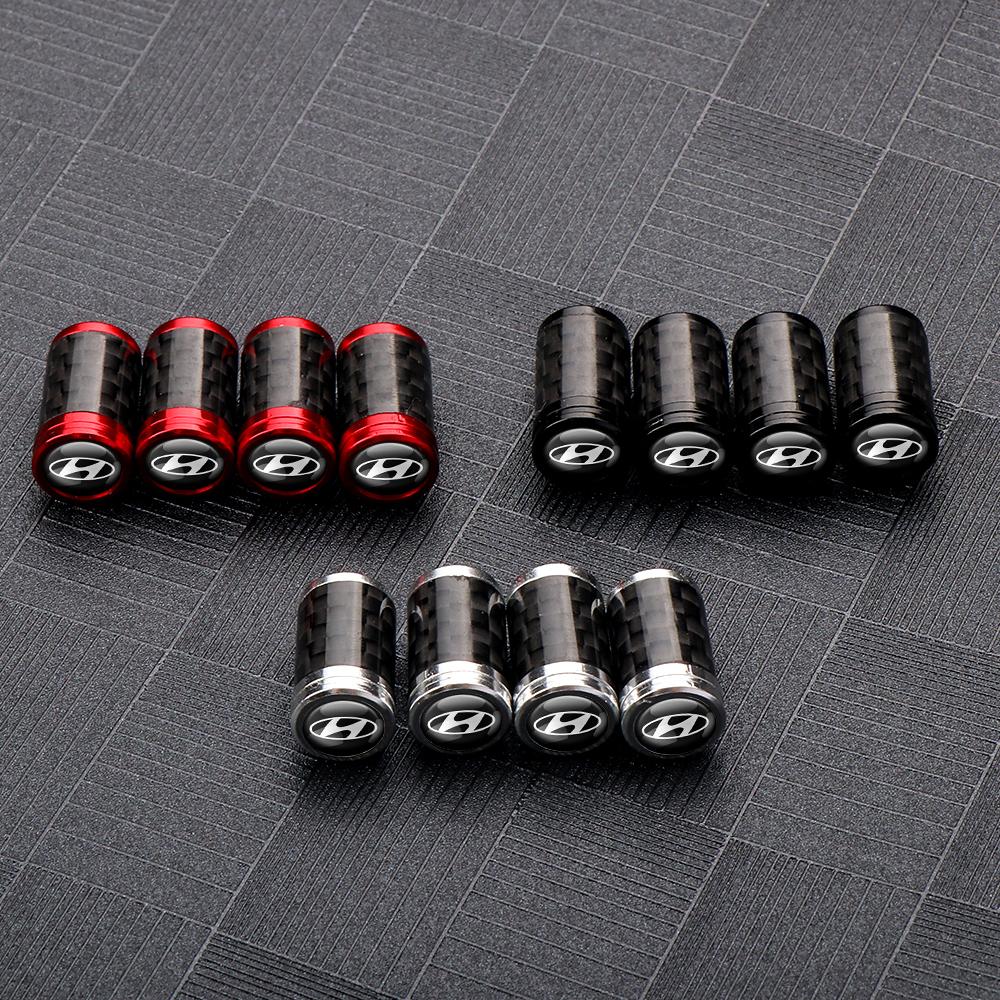 4pcs Car Carbon Fiber Wheel Tire Valve Caps Car Accessories For Hyundai Kona Accent Elantra I20 I30 Sonata NLine Azera GDI Ioniq TT31