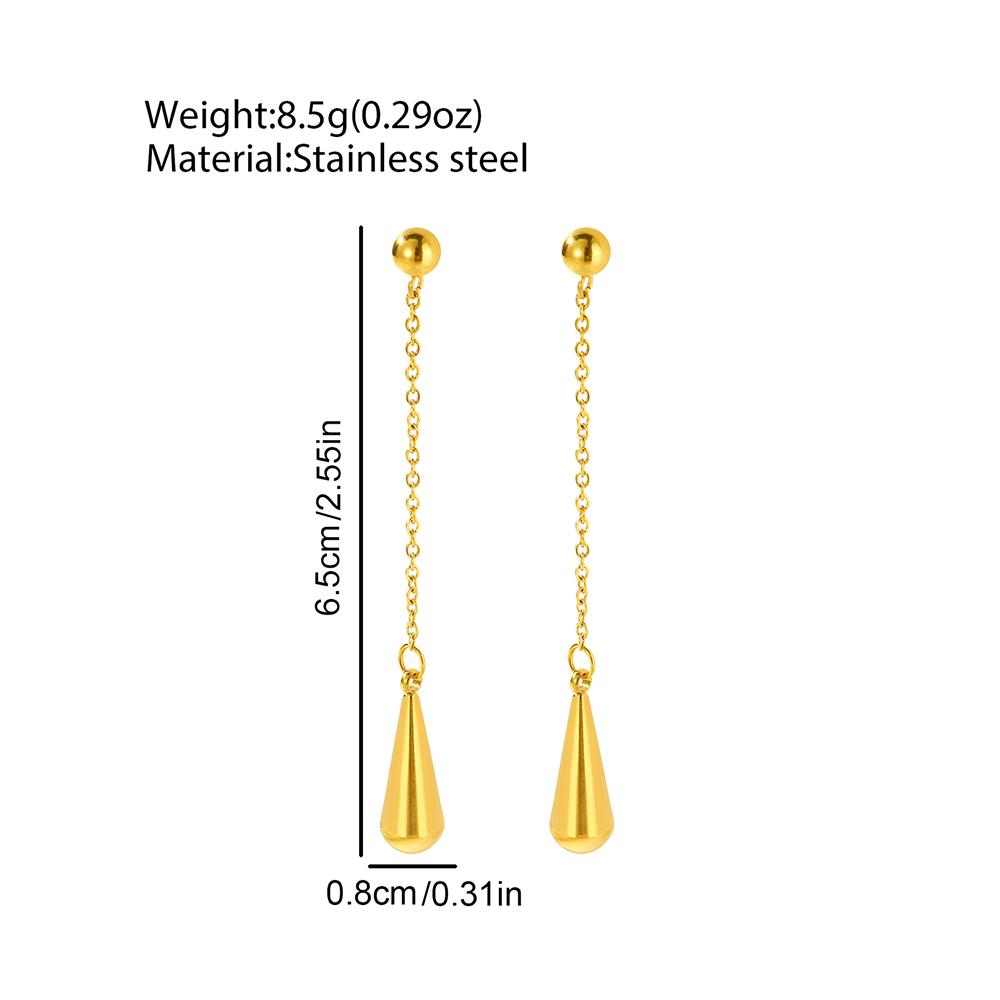 Stainless Steel Earrings Drop Models Chain Pendant Earrings Ladies Exquisite Temperament Simple Zircon Banquet Elegant Matching