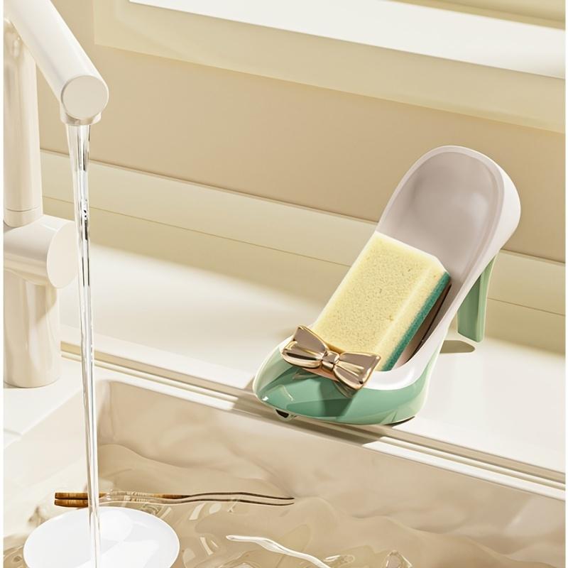 Suction Cup High Heel Soap Dish – Lightweight & Non-Slip, Oval Plastic Holder for Bathroom Counter – Bathroom Decor