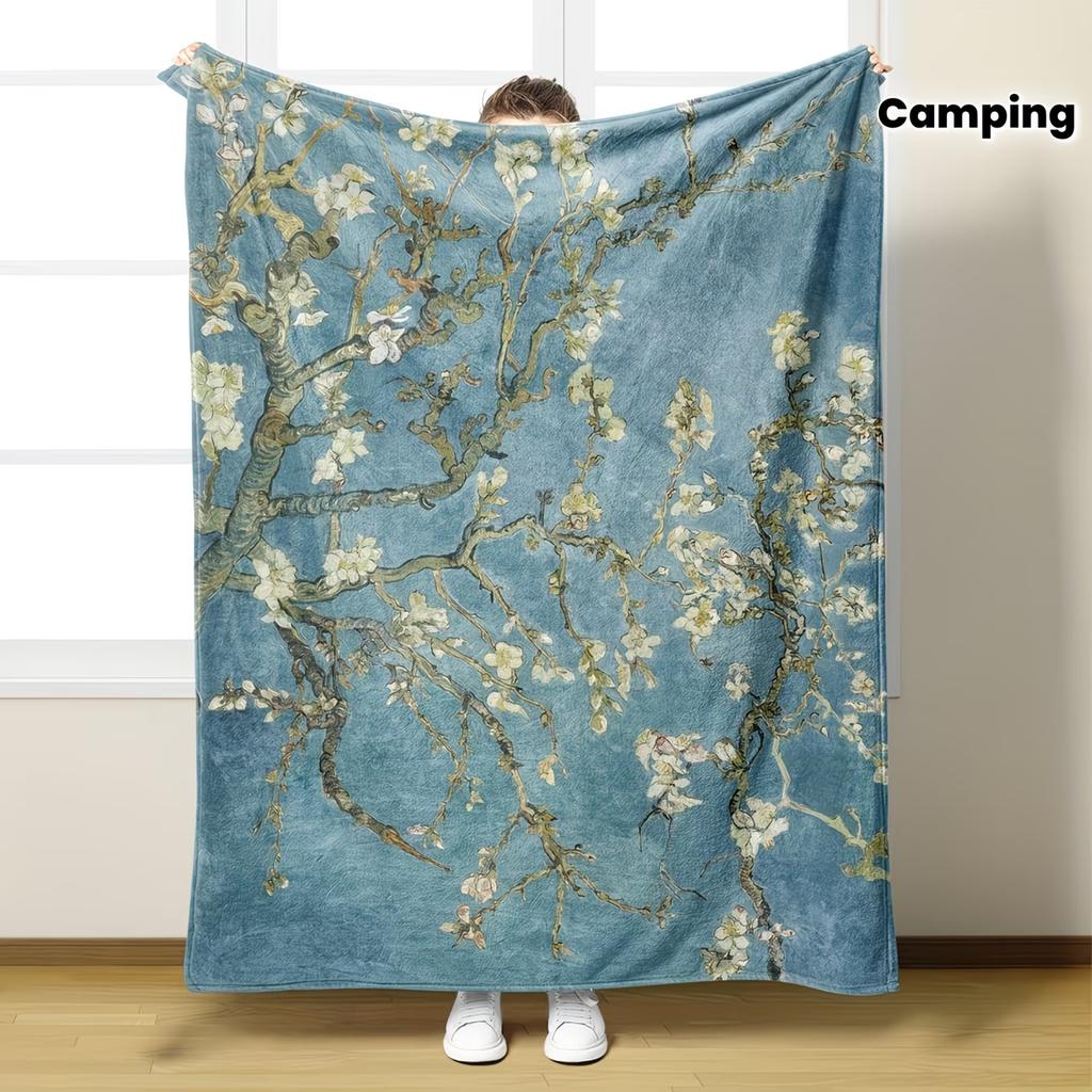 Pc Retro Owl Thin Blanket - Lightweight Flannel Throw for Sofa, Bed, Travel Livingroom and Bed - Digital Printing Fleece Blanket