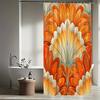 1pc Floral Shower Curtain with Orange and White Flower Pattern, Creative Design Bathroom Decor, Polyester Fabric