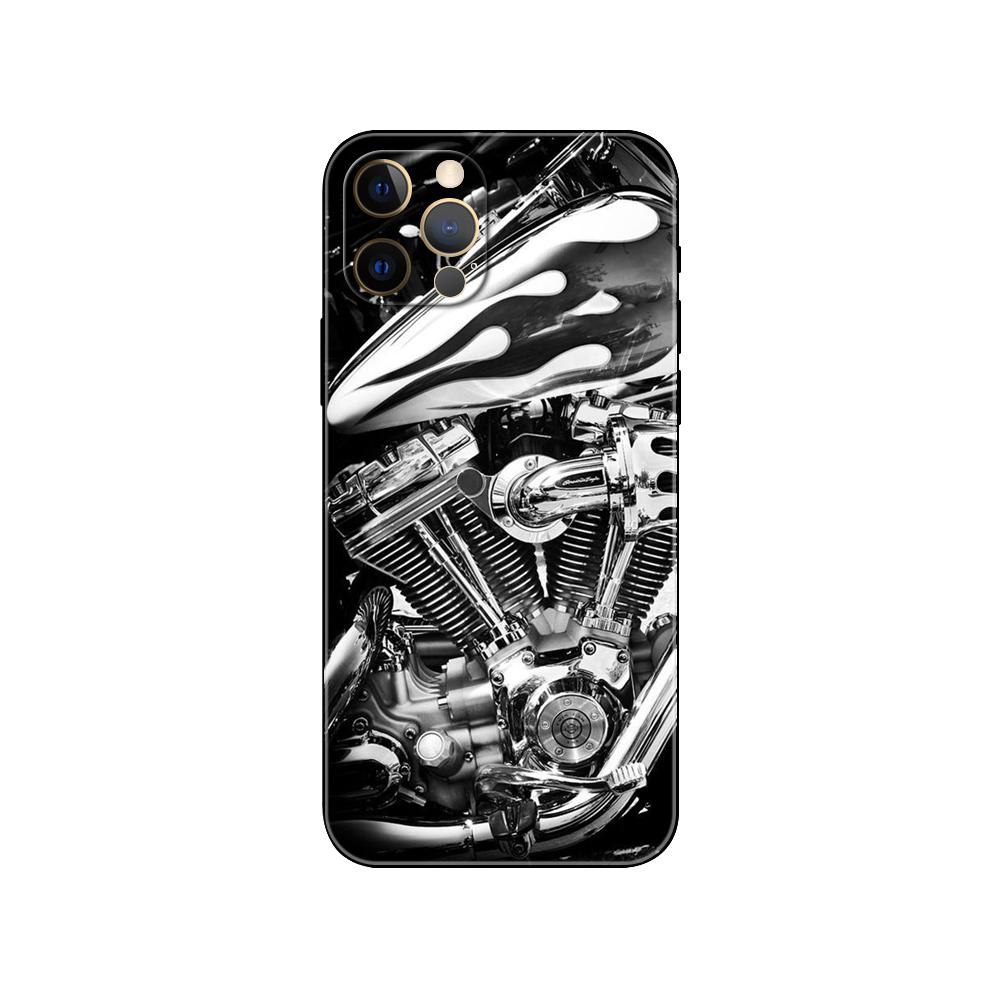 

Чехол для телефона с двигателем и двигателем для мотоцикла для iphone 5 5S se 6 6s 7 8 plus x 10 XR XS 11 12 13 mini pro MAX, черная задняя крышка из ТПУ iphone 13pro MAX