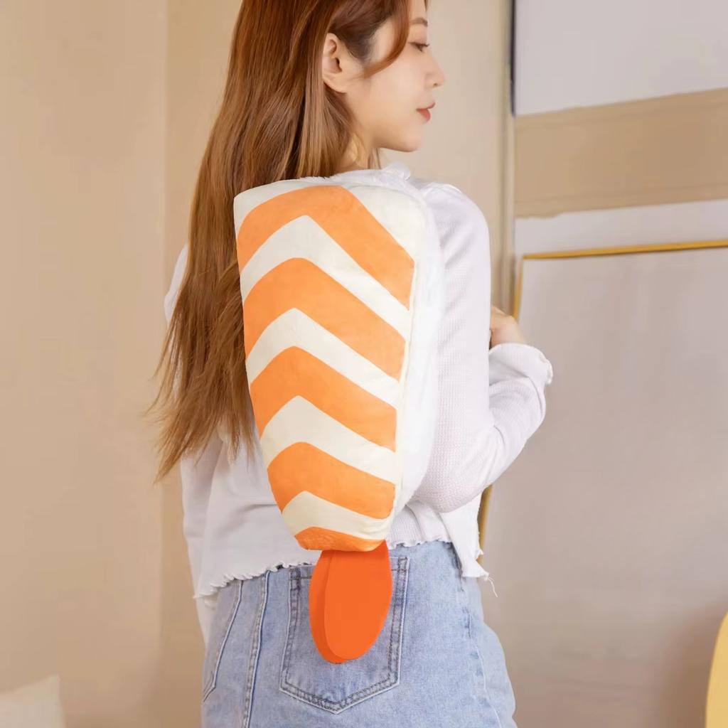 1pc 35-45CM Lovely Sushi Plush Backpack Toys Cartoon Fried Shrimp Sushi Omelette Sushi Pillow Stuffed Soft for Girls Baby Decor