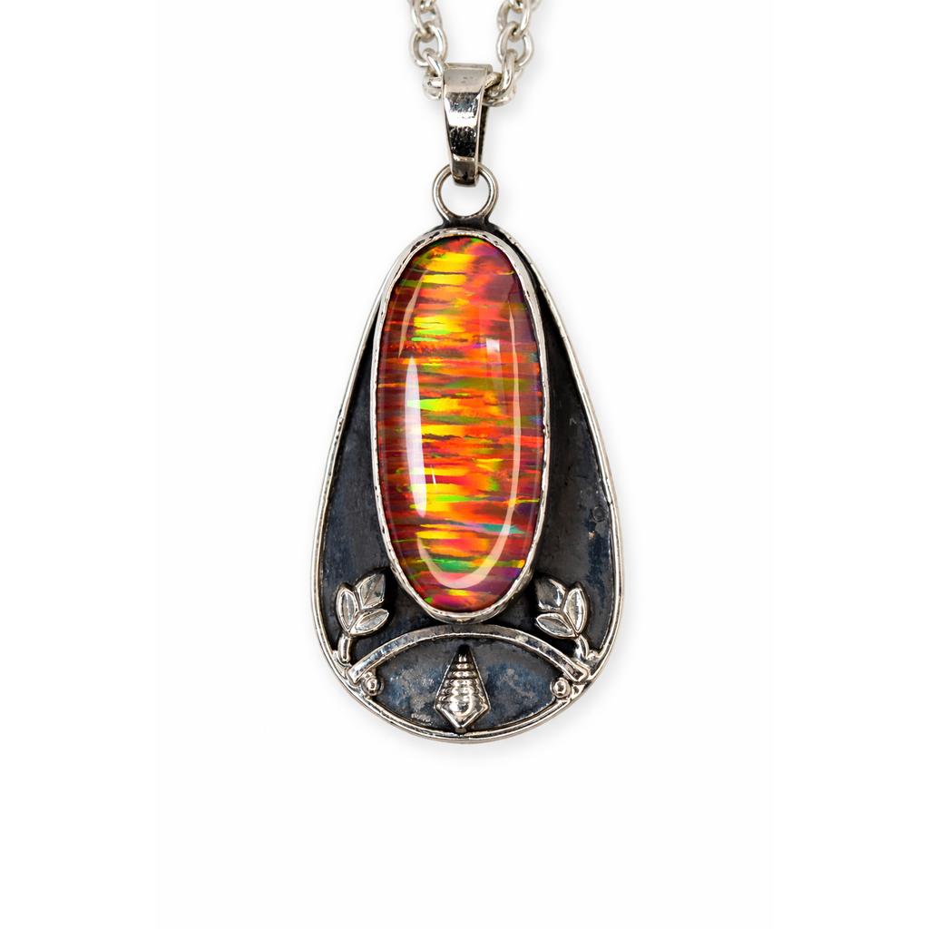Natural Opal Pendant 925 Sterling Silver 47 ct Unique Oval Gemstone October Birthday Birthstone