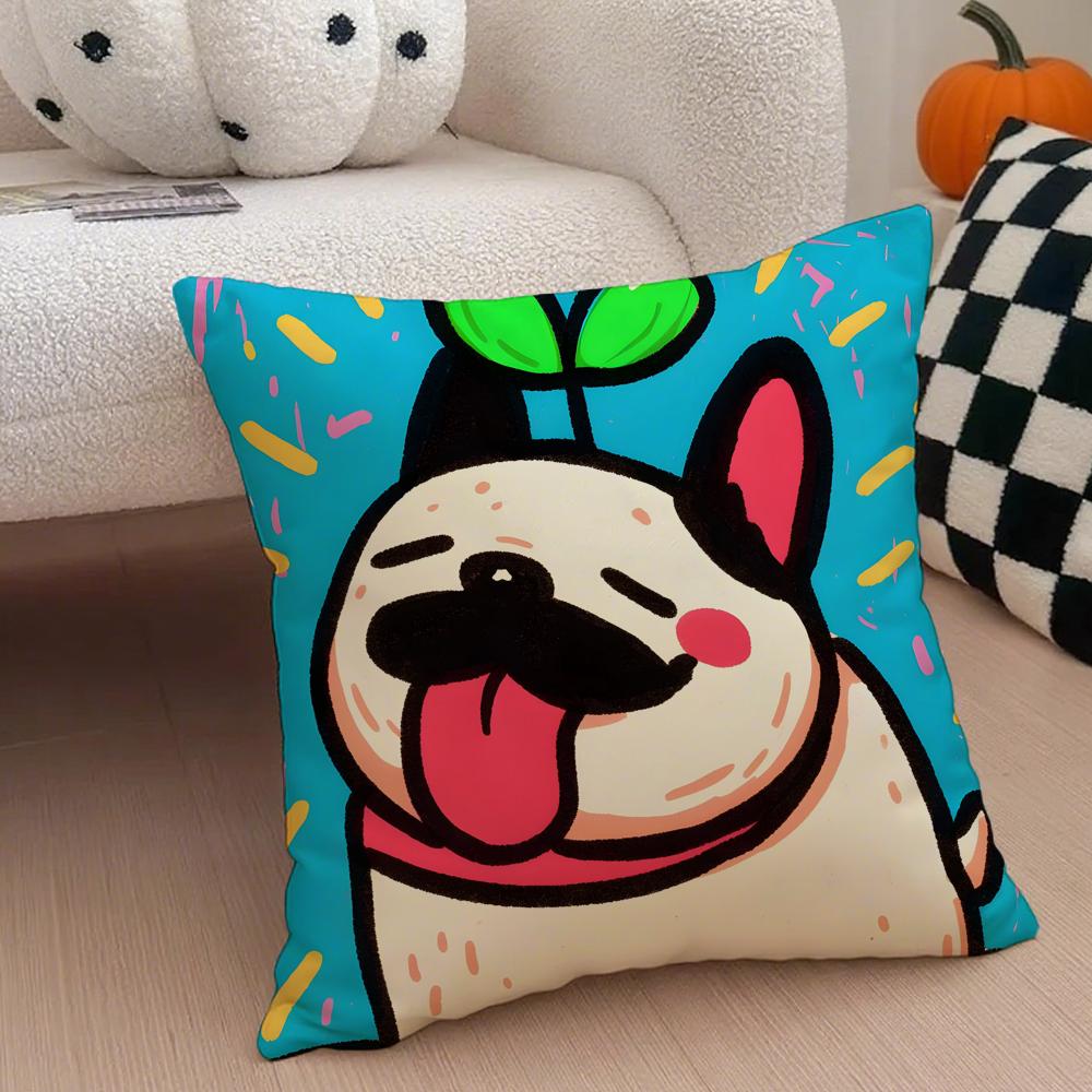 Cute color dogs Cushion Cover Throw Pillow Cover Hidden Button Durable Polyester Chair Cushion