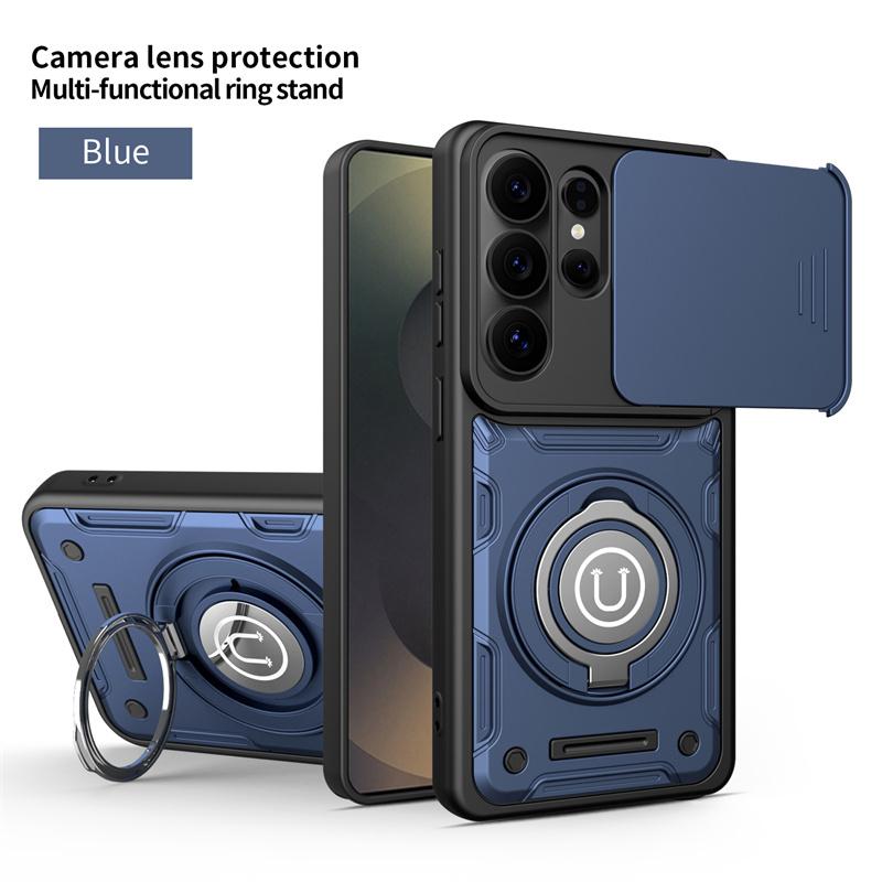 Shockproof Armor Case For Samsung S26 Ultra 5G Slide Camera Protection Fundas For S 26 Plus S26Ultra Magnetic Holder Ring Cover