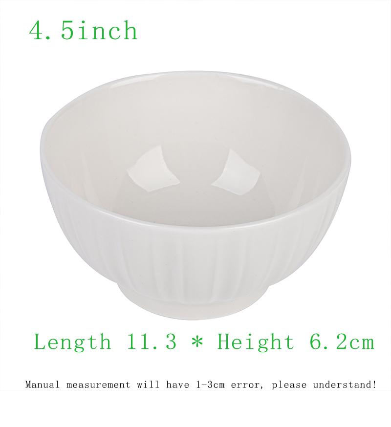 Household Ceramic Rice Bowl 4.5 Inch Japanese Stripe New Simple White Tableware High Aesthetic Underglaze Colour Solid Soup Bowl