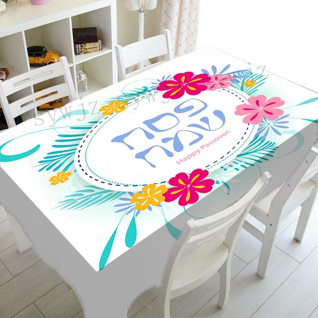 

Щасливої ​​Пасхи Водонепроникна скатертина Прикраса вечірки Єврейська єврейська прямокутна скатертина Прикраса кухонного столу Килимок для столу 40x70cm15x27inch