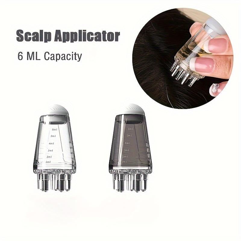 1pc Portable Handheld Scalp Serum Rollerball Massage Comb,Stainless Steel Bristle, ABS Plastic Handle, White & Light Grey, for Normal Hair Style