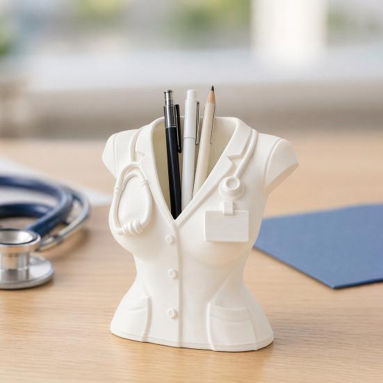 Nurse Uniform Pen Holder 3D Printed Medical Theme Desk Organizer for Pens Makeup
