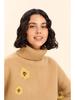 European & American High Neck Jacquard Flower Sweater - Loose Knit for Autumn/Winter.