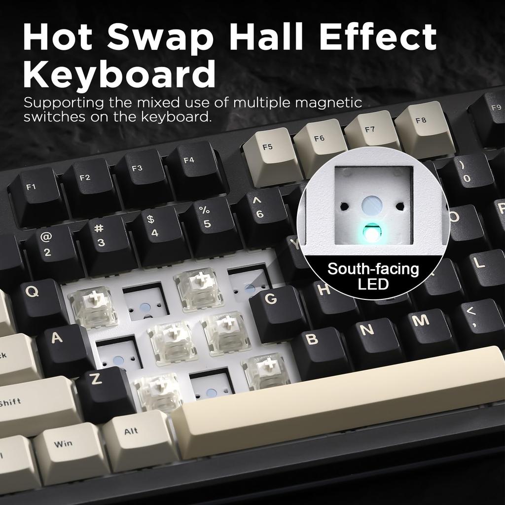 YUNZII RT80 82-Tasten-Rapid-Trigger-Tastatur, Hall-Effekt, kabellose mechanische Tastatur, Gaming, Magnetschalter, RGB-Dichtungshalterung, Hot-Swap mit benutzerdefiniertem