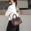 Retro First-Layer Cowhide Large-Capacity Boston Handbag Premium Shoulder Crossbody Pillow Bag Women'S Bag