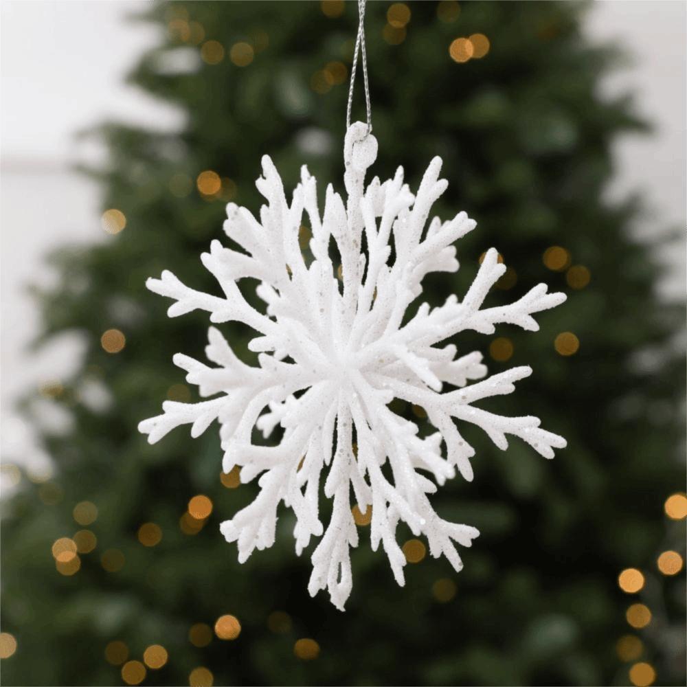 Glitter Finish Snowflake Hanging Ornament 3D Design Glitter Snowflake Decoration Home Decor
