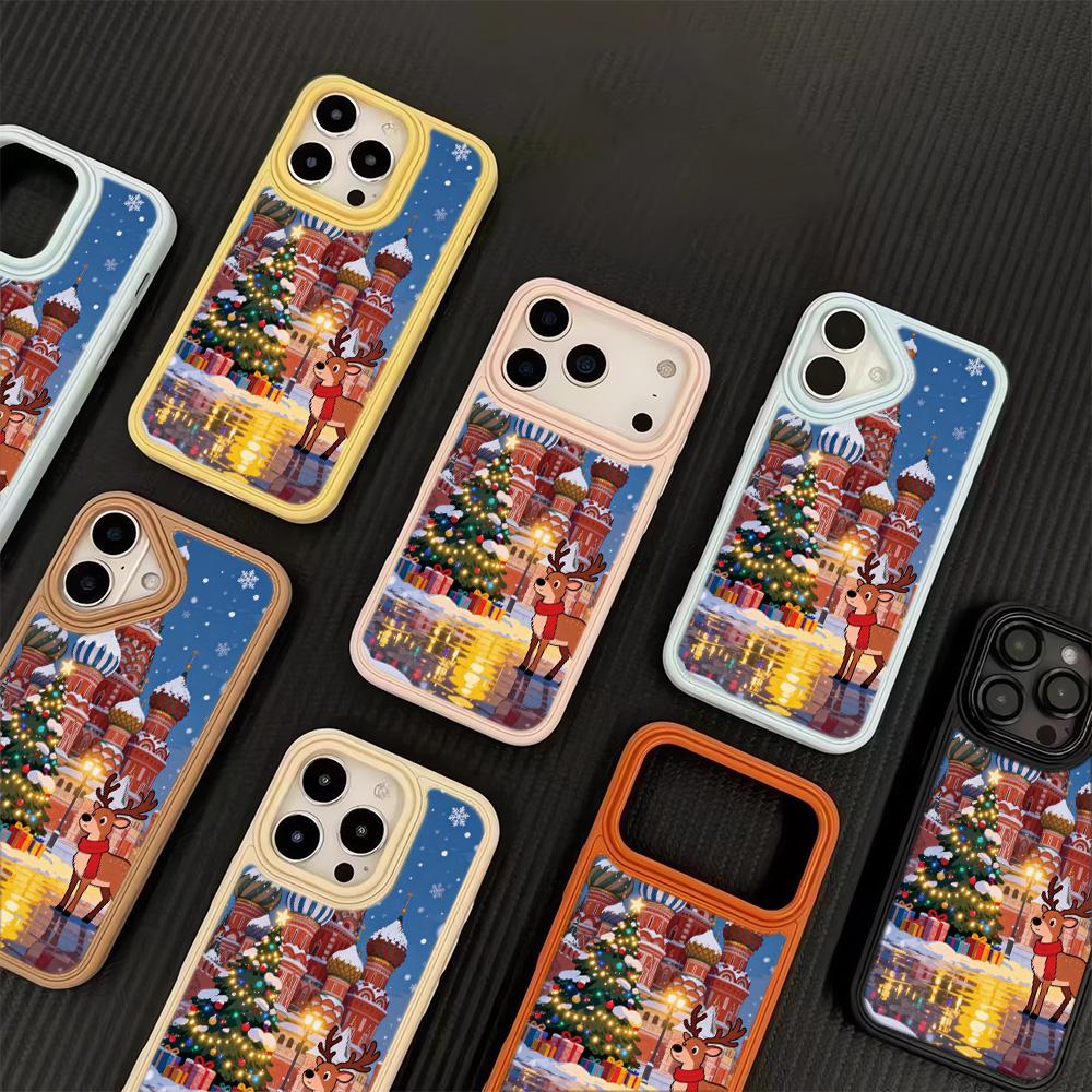 Moscow Castle Christmas Deer Phone Case For iPhone 17 17Air 15 14 13 12 11 16 Pro Max Shockproof Silicone Soft Back Cover Funda
