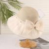 Summer Seaside Sunscreen Straw Hat Women's Big-brimmed Sun Hat Showing Face Small Bucket Hat Pearl Bow Beach Hat