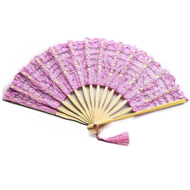 Retro Lace Fan Dance Women Performance Photography Photo Props 27cm Court Vintage Bamboo Folding Hand Fan Chinese Dance Fan