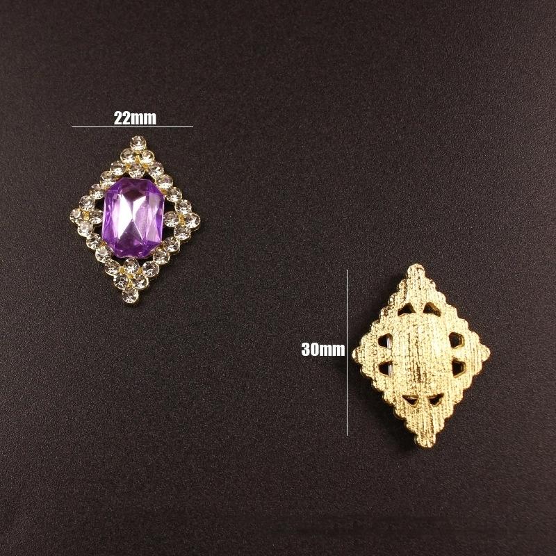5Pcs 22*30Mm Shiny Rhinestone Rhombus Alloy Accessories Diy Jewelry Accessories Decoration