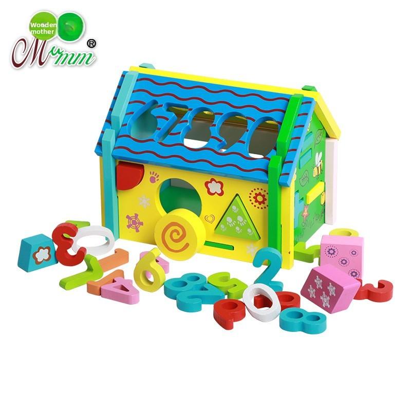 Wooden Educational Toy House With Number Shapes For Early Learning And Cognitive Development