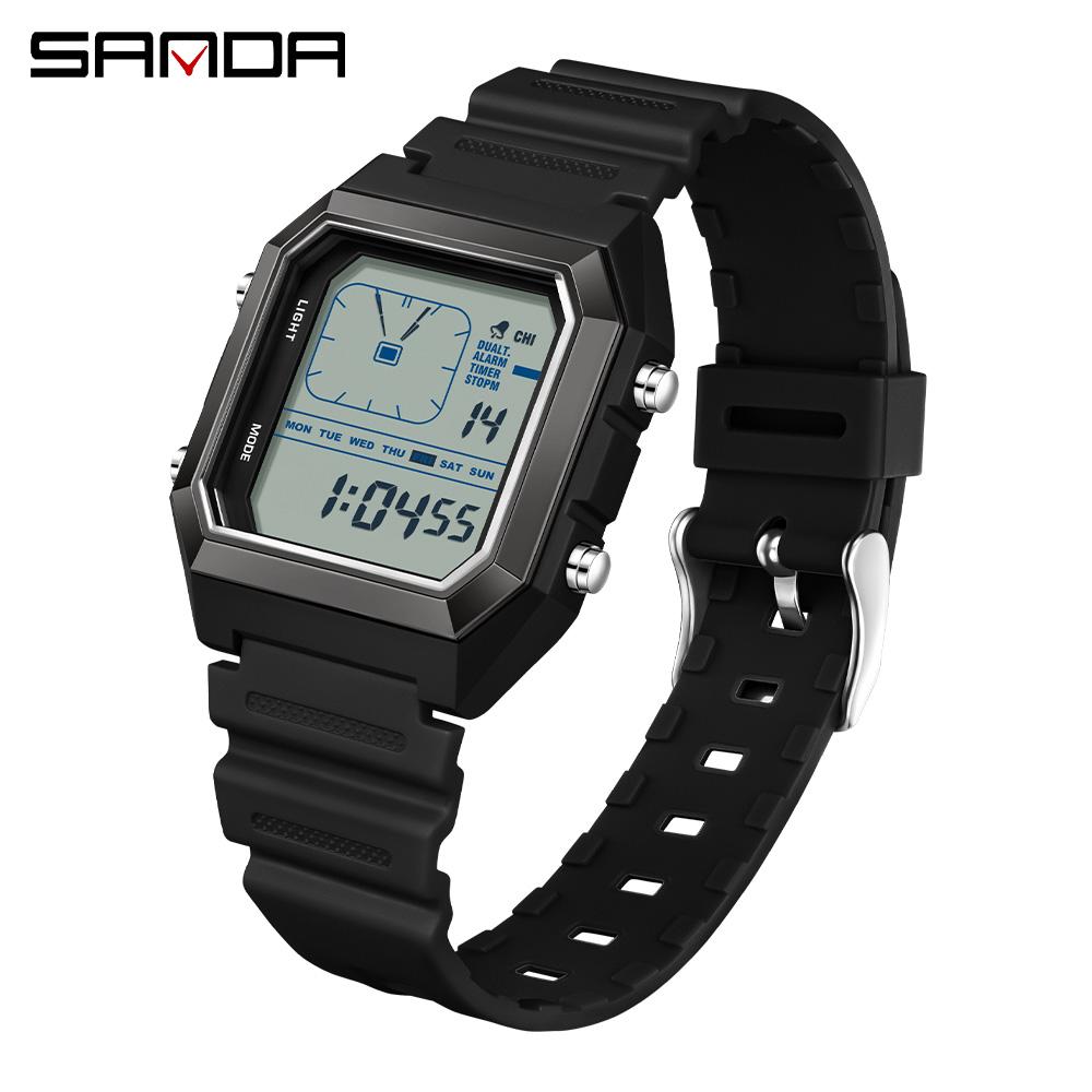 SANDA 6307 Sports Alarm Electronic Watch Digital Watches for Man Women Boys Outdoor Multifunction Luminous Chronograph Clock
