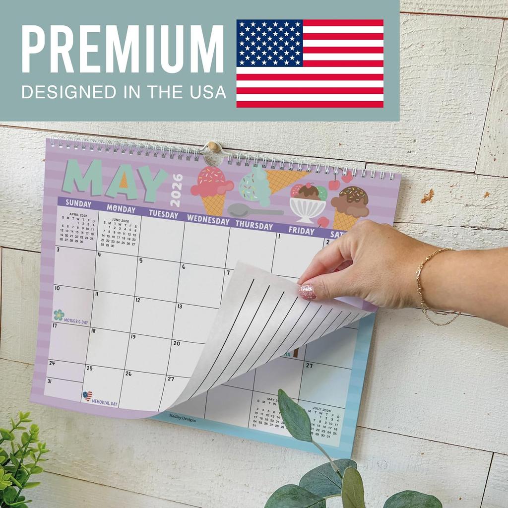 2026 Wall Calendar Large - Spiral Wall Calendars 2026-2027, 18 Months Calendar from January 2026 to June 2027, Hanging Calendars for Home, Office,