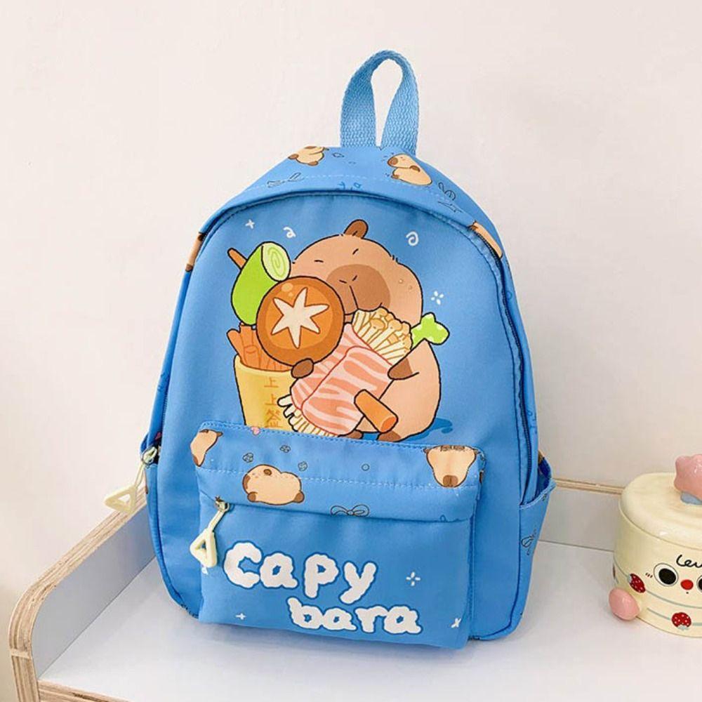 Large Capacity Children's Backpack Lightweight Cartoon Animal Book Bag Capybara Schoolbag Gifts