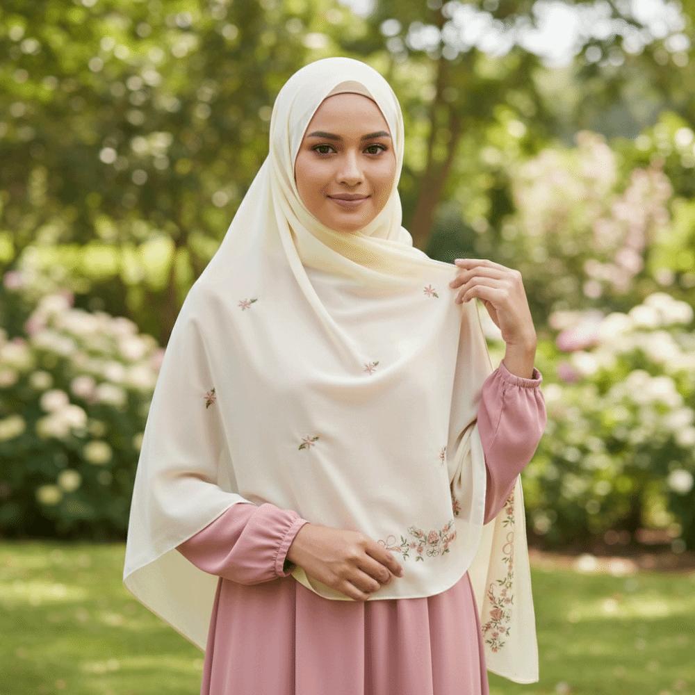 Plain Women Lace Shawl Chiffon Material Summer Femme Shawl Ramadan Hijab Scarf  Daily Events