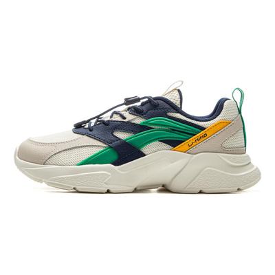 Li Ning Kids Fashion Versatile Non-Slip Shock Absorbing Low-Top Casual Shoes Kids Sneaker Off-White YKCU210-3