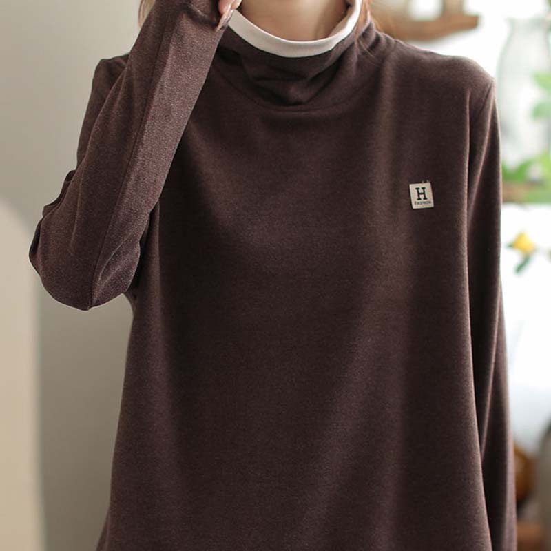 Sweatshirt for Women Autumn Winter Half-high Collar Thickened Warm Stretchy Long Sleeve Oversize Tops