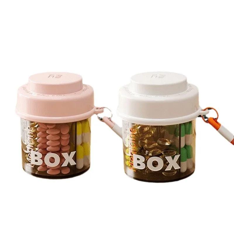 Pilleboks Pilleetui 4 Rom Tablett Pille Organiseringsetui Dispenser Reise Tablett Holder Beholder Medisin Oppbevaringsboks