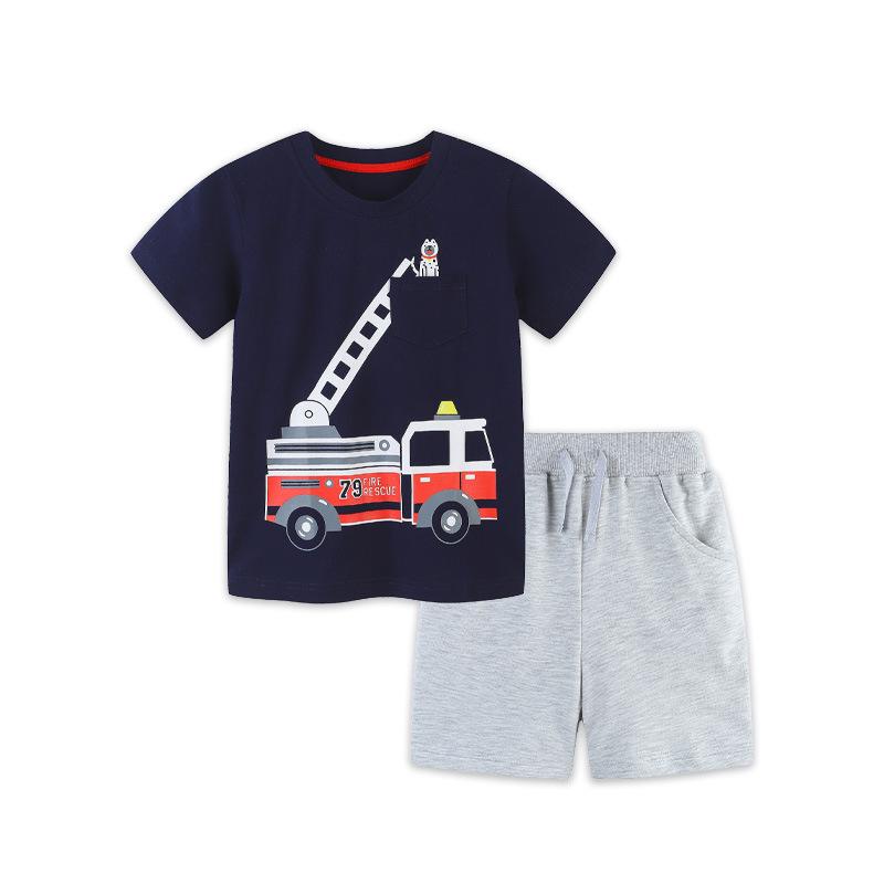 Summer 2026 Knitted Cotton Boys Short Sleeve Two-Piece Set 4Y/110cm