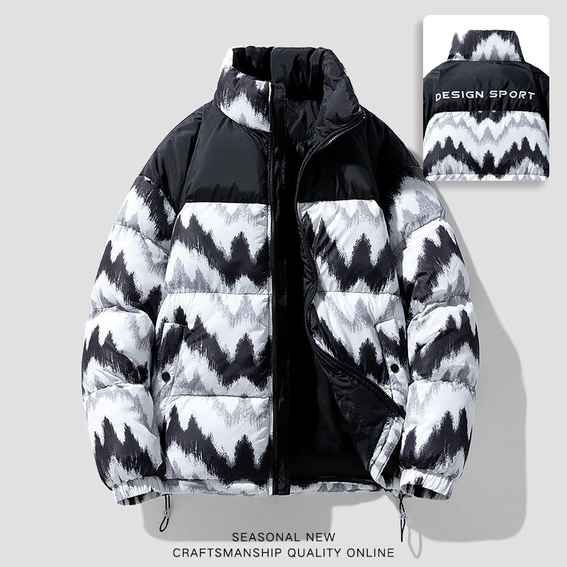 

Patterned fleece men s winter new American couple padded jacket winter jacket thickened trendy padded jacket 5XL чёрный