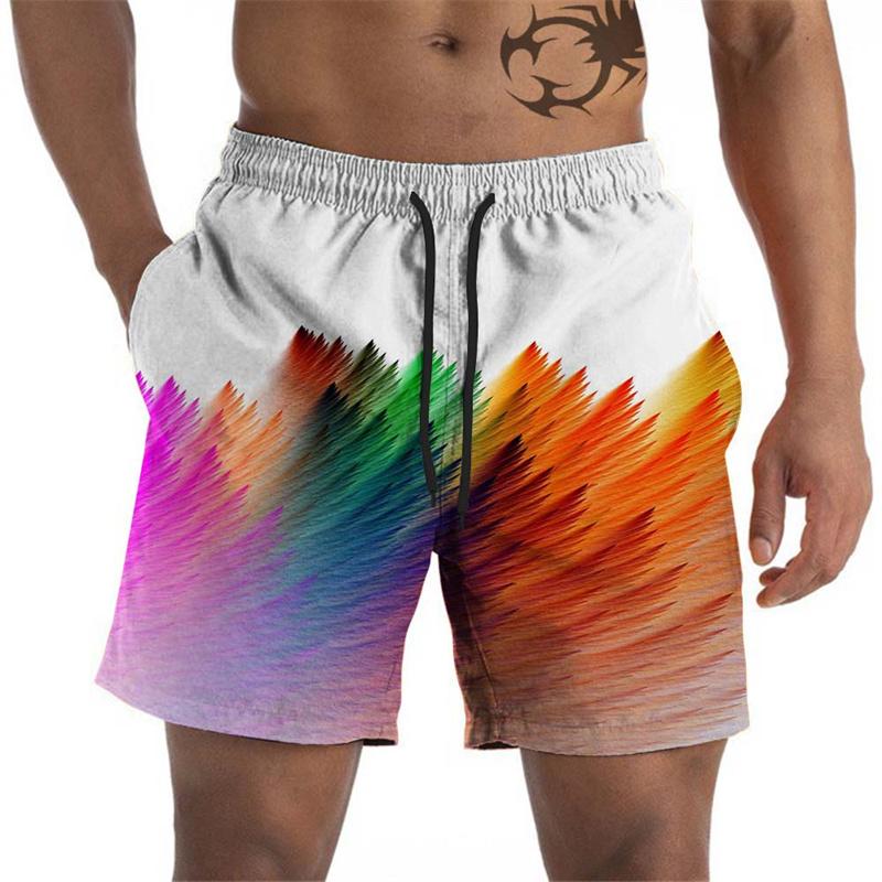 Artistic Pigments Graphic Beach Shorts For Men Colorful Printed Board Shorts Summer Short Pants Loose Swim Trunks