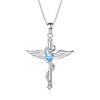 Sterling Silver S925 Cross-Woven Angel Wings Zircon Pendant - Fashion Jewelry
