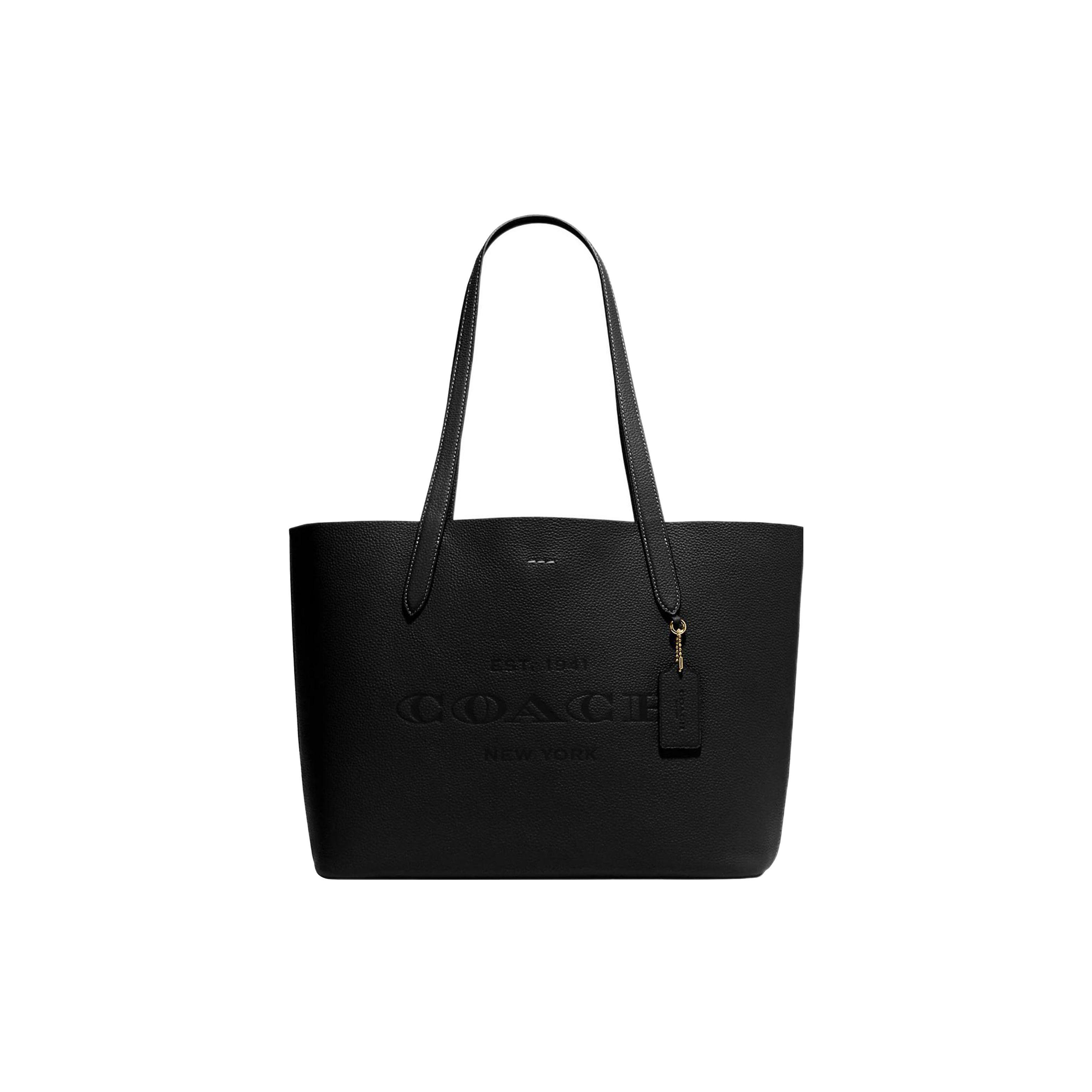 

Coach Cameron 34 Solid Color Embossed Logo Snap Pebble Leather Tote Bag Women tote bags Black CC050-IMBLK Basic Set (Bag+Dust Bag)