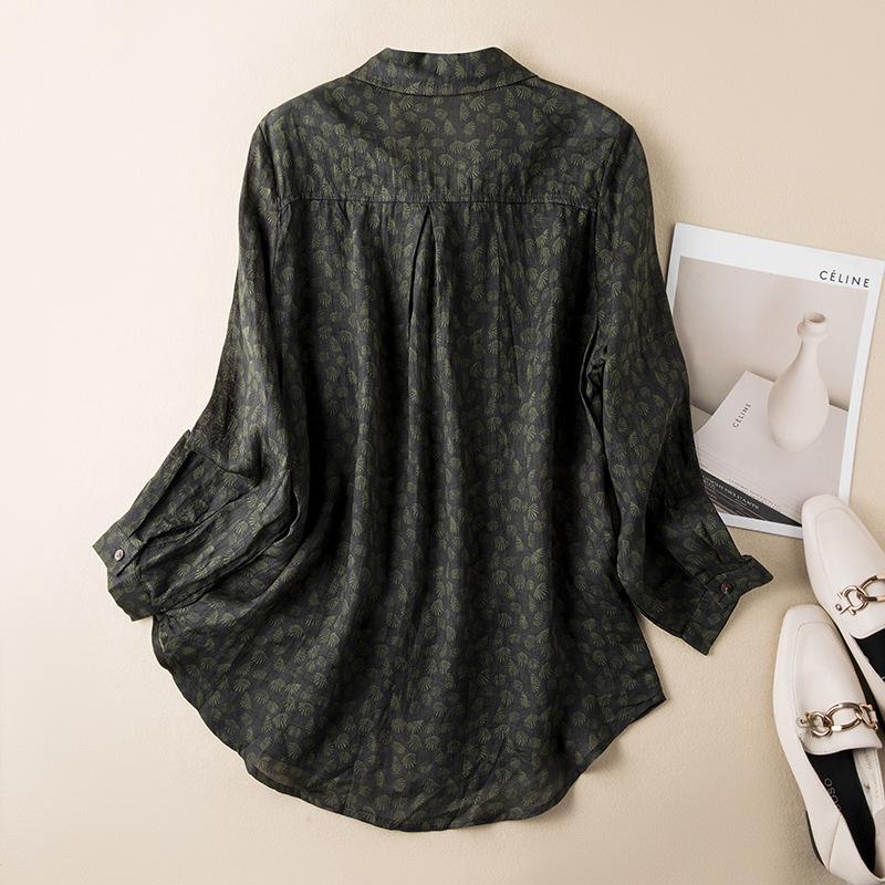 Spring 2026 Floral Linen Lapel Shirt: Retro, Lightweight, Loose-Fit Top for Women