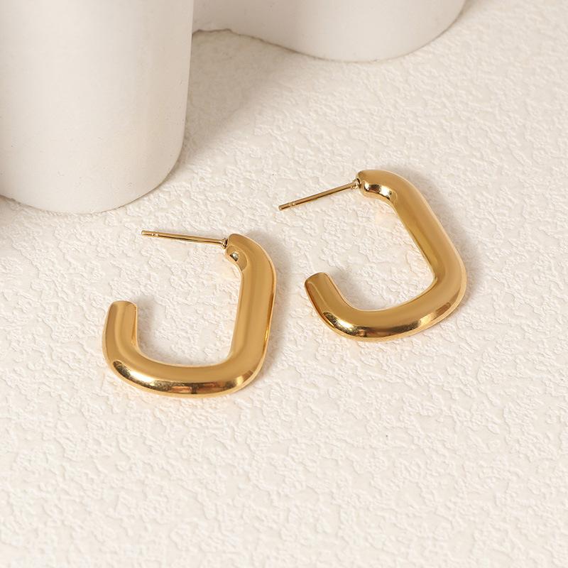 The Same Titanium Steel Gold-glory Ring Earrings of INS Bloggers Are Cold and Unfading Geometric Earrings