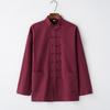Men’s Chinese Cotton Linen Tang Suit Long Sleeve Frog Button Kung Fu Shirt - Hanfu Zen Meditation Top for Middle-Aged & Elderly (Spring)