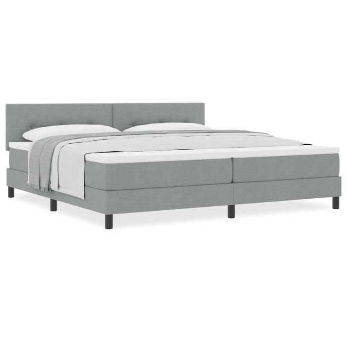 VidaXL Lit à ressorts avec matelas gris clair 200x200 cm tissu 3338713