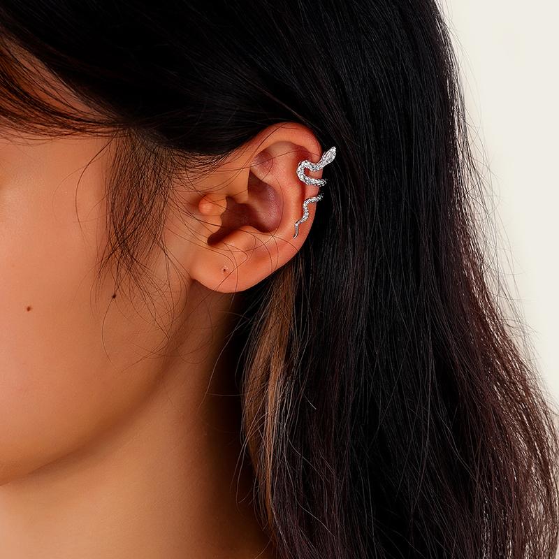 High Quality Silver Color Clip Earrings Jewelry Simple Lines Snake Earrings For Women Girl Gift Brincos Pendientes De Prata