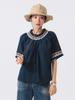 Beams Boy Shirt Trepied Tape Gathered Smock Navy Free S/S [Special Order] Women's