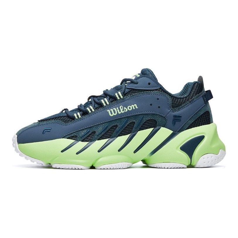 Wilson X Fila Ade Retro Fabric Synthetic Leather Low Top Running Shoes Men Sneakers Blue Green F12M031133FRP