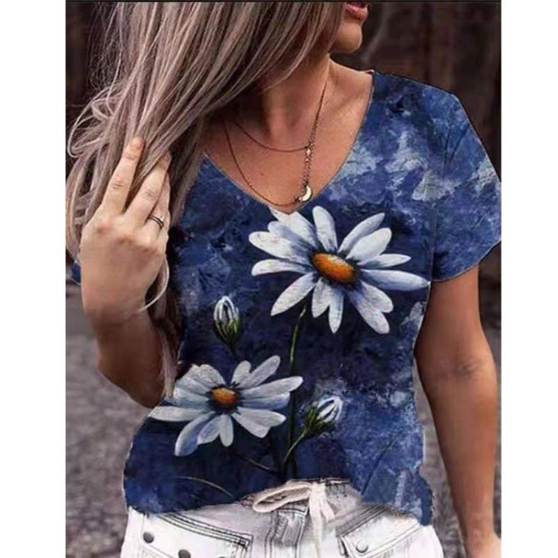 Summer Printed Trend Short Sleeved Fashion T-shirt Loose Women's Top