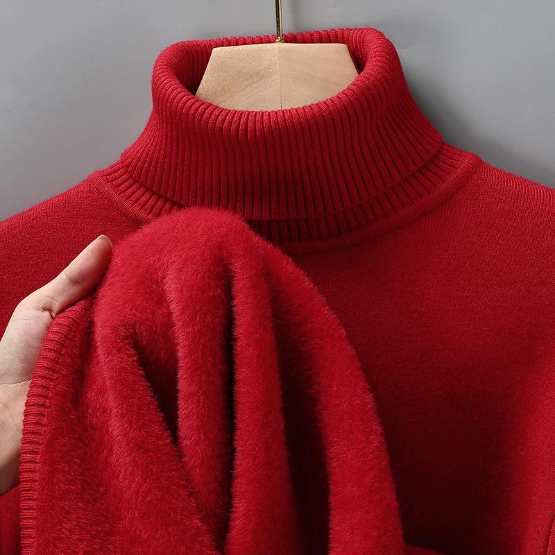 Autunno Inverno Abbigliamento Sportivo Uomo Maglione a Collo Alto Lavorato a Maglia Vestibilità Slim Manica Lunga Pullover Colore Unico Abbigliamento Uomo