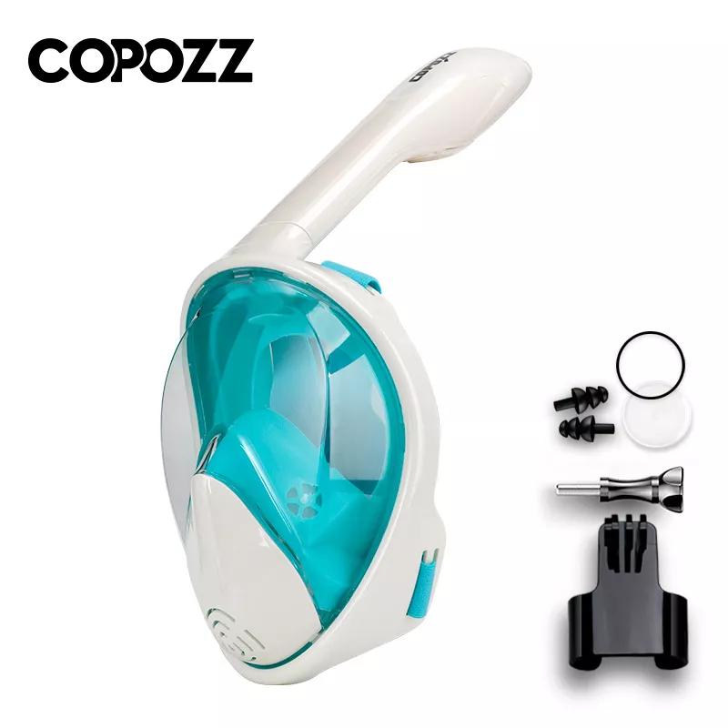 

Полнолицевая маска для подводного плавания, противотуманные очки с креплением для камеры, подводная маска для плавания с широким обзором и трубкой для взрослых и молодежи L