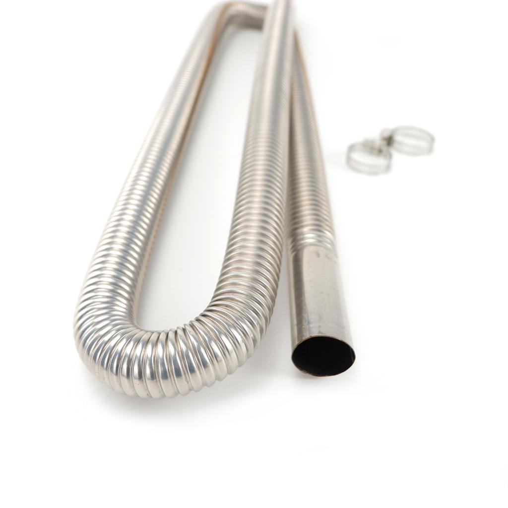 S Upgraded Silencer & 150cm Air Diesel Parking Heater Stainless Steel Exhaust Pipe Tube Gas Vent Hose For Car Truck Silver