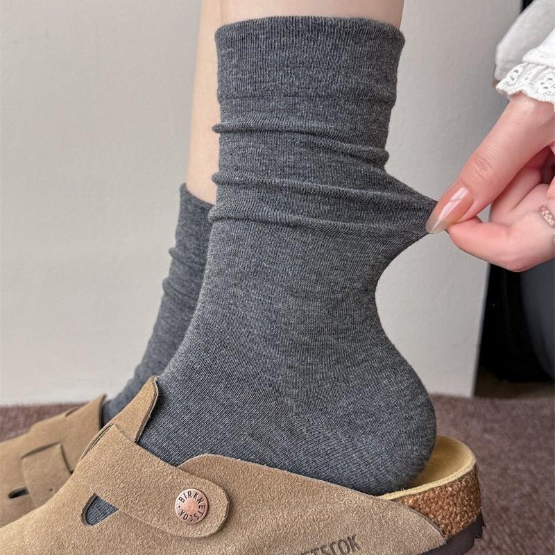 Winter and Autumn Wool Sock Without Bones - Trendy Children's Pure Color Multi-purpose Mid-calf Pile-up Socks for Postpartum Recovery