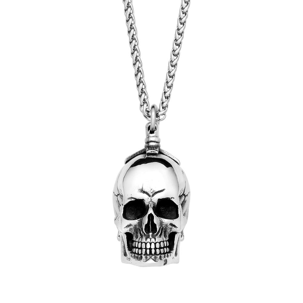 Vintage 316L Rostfritt Stål Skalle Halsband För Män Kvinnor Gotisk Punk Skalle Huvud Hänge Fest Biker Mode Hip Hop Smycken